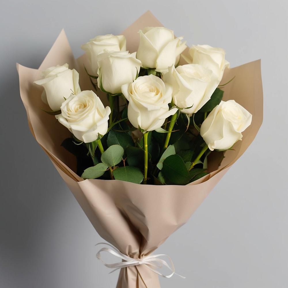 Букет 9 Белых роз Эдлесс Лав в Раздолье