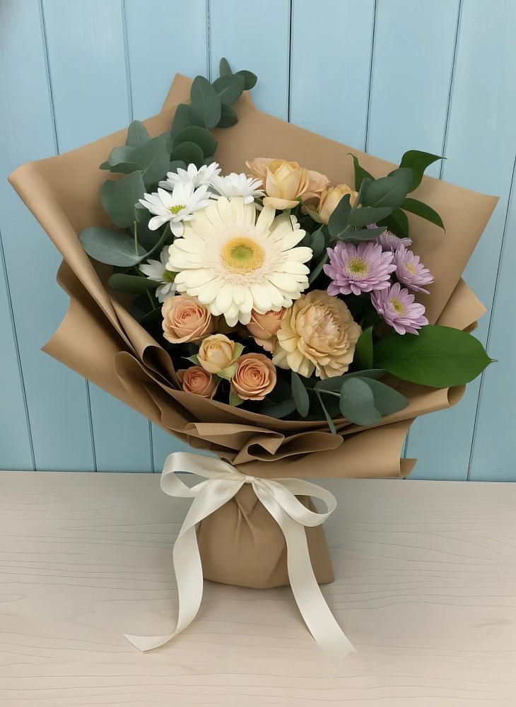 Букет цветов из: Герберы и Хризантемы в Раздолье