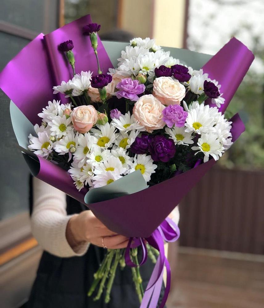 Букет цветов из: Хризантемы, Гвоздики и Розы в Раздолье