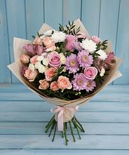 Букет цветов из:  Хризантемы, Розы и Альстромерии #REPLACE_PRED# Раздолье