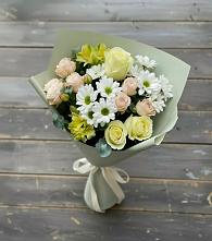 Букет цветов из:  Альстромерии, Розы и Хризантемы в Раздолье