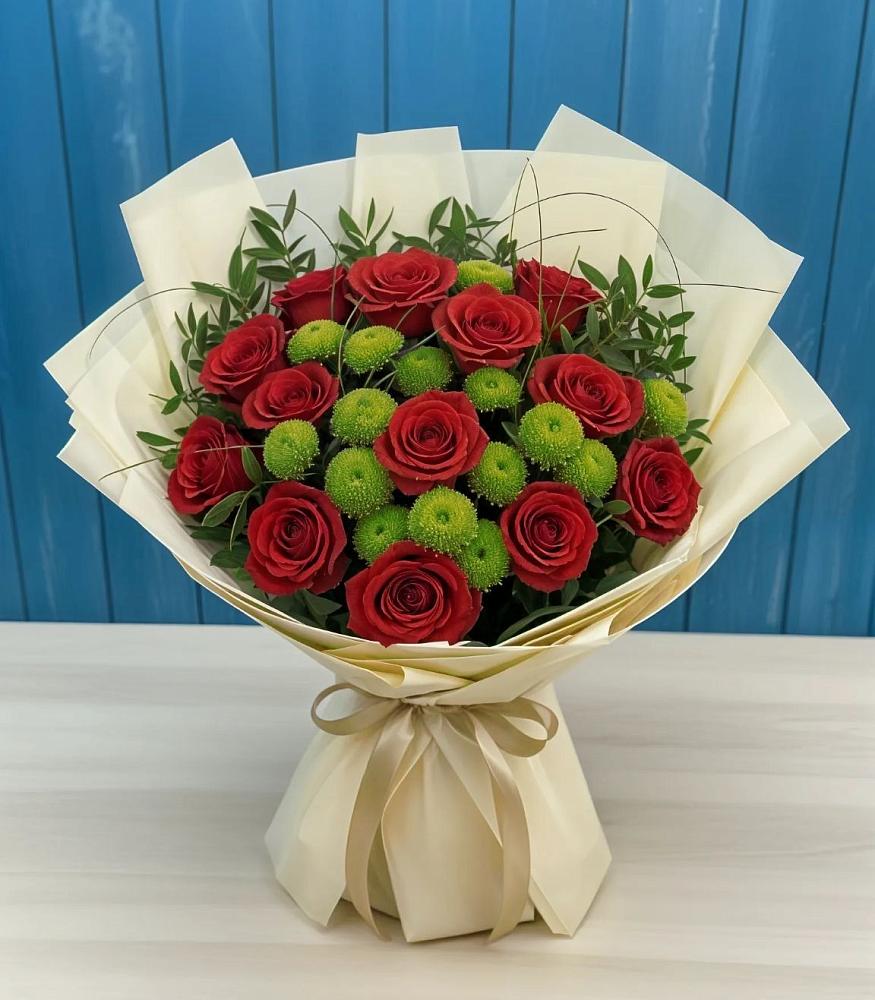 Букет цветов из: Розы и Хризантемы в Раздолье